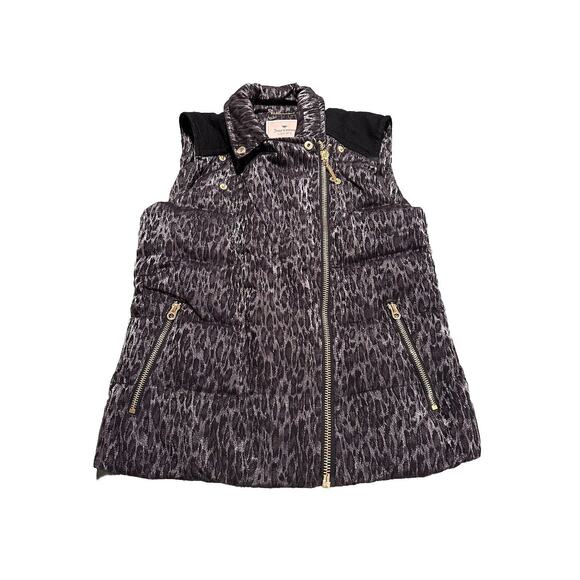 JUICY COUTURE WOMENS BLACK MEDIUM METALLIC LEOPARD PUFFER VEST ORG. $218 - Picture 2 of 13